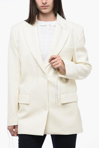 Peak Lapel Blazer with Stitching Detail
