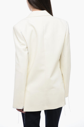 Peak Lapel Blazer with Stitching Detail