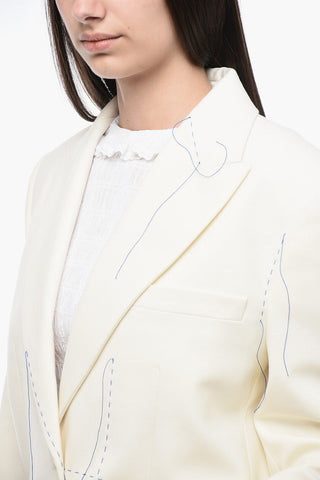 Peak Lapel Blazer with Stitching Detail