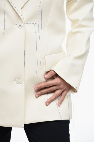 Peak Lapel Blazer with Stitching Detail