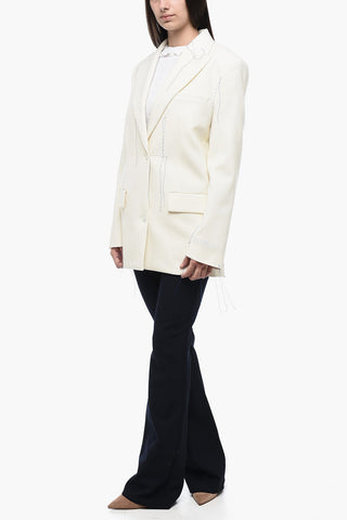 Peak Lapel Blazer with Stitching Detail