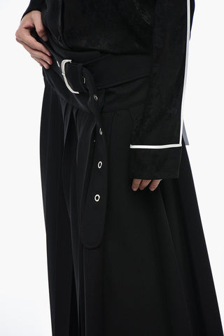 Asymmetric Pleated Skirt with Belt