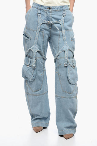High Waisted Light Wash Cargo Denims 26 cm