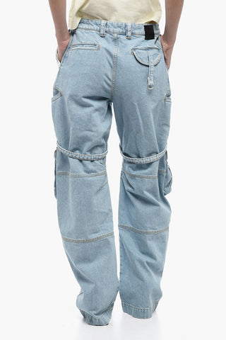 High Waisted Light Wash Cargo Denims 26 cm
