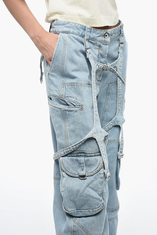 High Waisted Light Wash Cargo Denims 26 cm