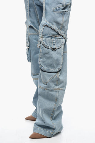 High Waisted Light Wash Cargo Denims 26 cm