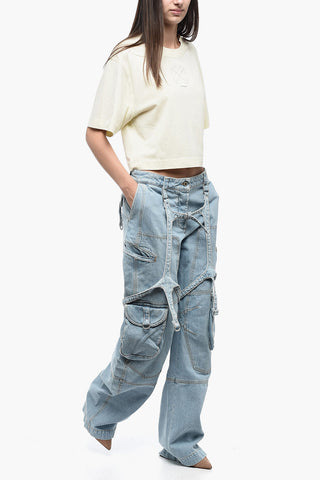 High Waisted Light Wash Cargo Denims 26 cm