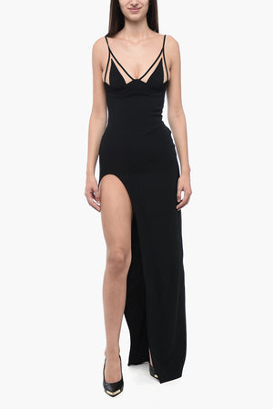 Maxi Dress Asimmetrico con Dettagli in Mesh