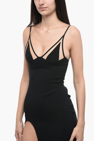 Maxi Dress Asimmetrico con Dettagli in Mesh