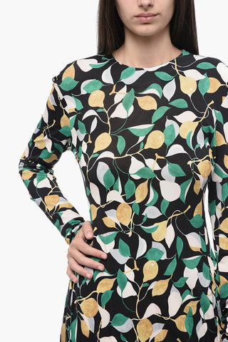 Vestito Lungo Svasato con Motivo Floreale
