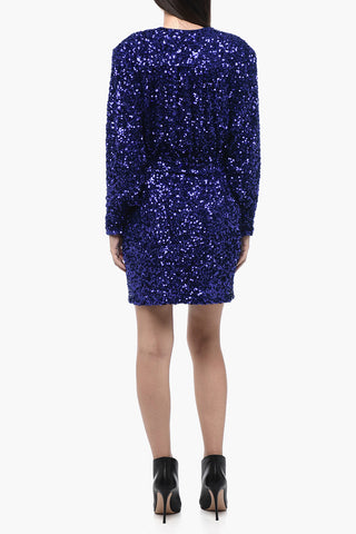 Mini Dress a Portafoglio in Pailettes Con Cintura
