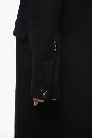Wool Blended Coat with Embossed Detail