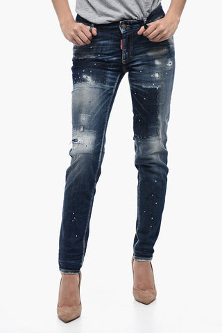 Paint Effect Skinny Fit Denims 15 cm