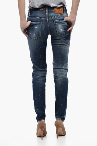 Paint Effect Skinny Fit Denims 15 cm