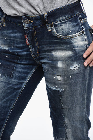 Paint Effect Skinny Fit Denims 15 cm