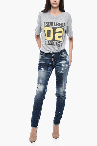 Paint Effect Skinny Fit Denims 15 cm
