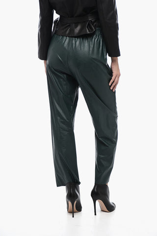 MM6 Pantaloni in Ecopelle con Elastico in Vita