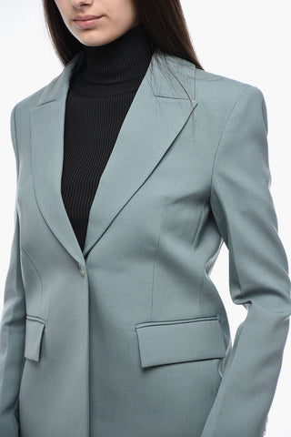 FORMAL Wool Blended Blazer with Waist Pleat