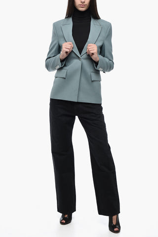 FORMAL Wool Blended Blazer with Waist Pleat