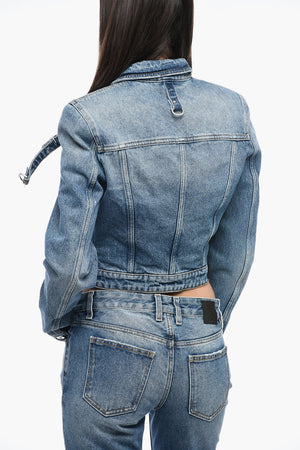 Giubbotto Cropped Fit in Denim con Dettaglio Harness