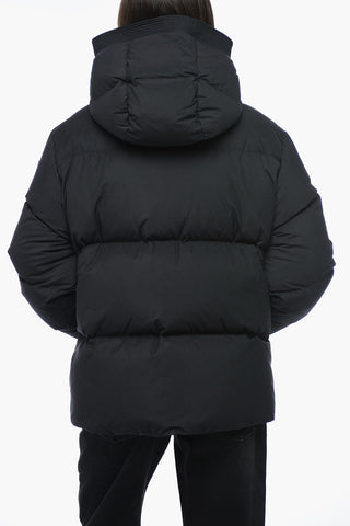 Turteneck Down Jacket with Logo Patch