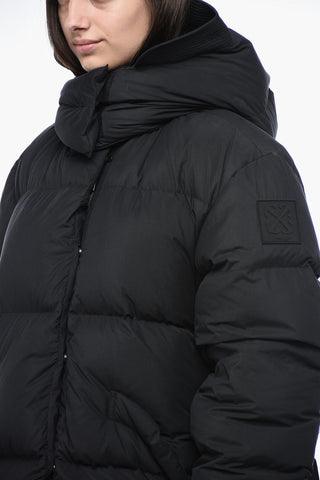 Turteneck Down Jacket with Logo Patch