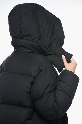 Turteneck Down Jacket with Logo Patch