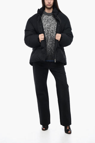 Turteneck Down Jacket with Logo Patch