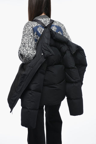 Turteneck Down Jacket with Logo Patch