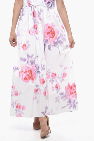 Floral V-neckline Dress with Puffed Sleeves
