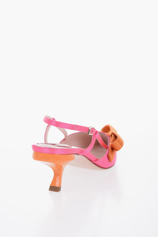 Satin VIRGULE Sling Back Pumps with Kitten Heel 5cm