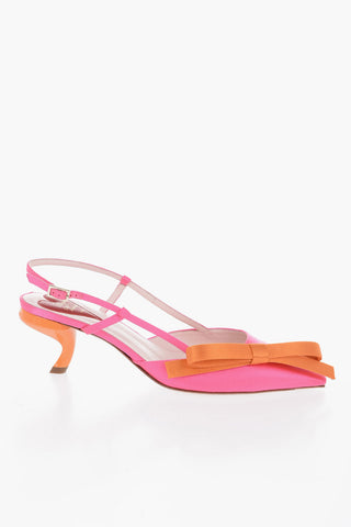 Satin VIRGULE Sling Back Pumps with Kitten Heel 5cm