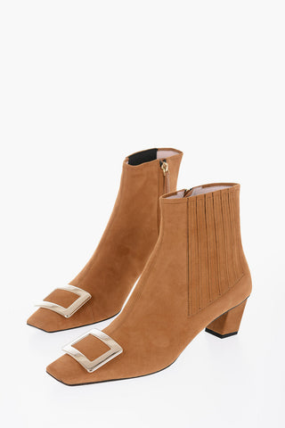 Suede BELLE Ankle Boots with Metallic Buckle 5cm