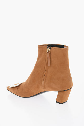 Suede BELLE Ankle Boots with Metallic Buckle 5cm