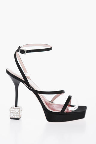 Satin CUBE Sandals with Swarovski Heel Detail 12cm