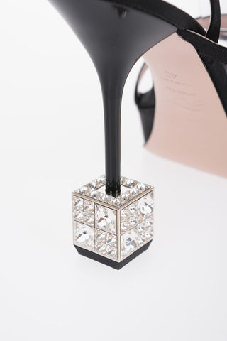 Satin CUBE Sandals with Swarovski Heel Detail 12cm