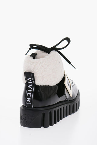 Stivaletti VIV GO-THICK in Vernice con Dettagli in Pelliccia 4cm