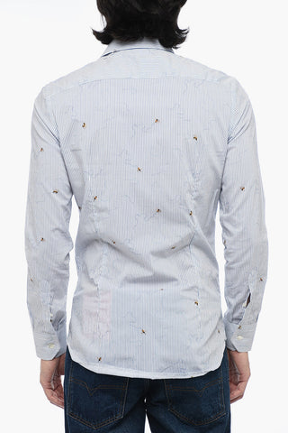 Pinstriped Shirt with Bee Print