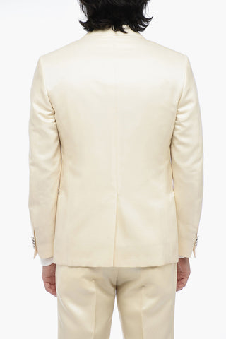 CERIMONIA Wool-and-Silk Three-Piece Suit with Peak Lapel