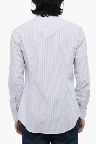 Pinstriped Cotton Shirt with Standard Collar