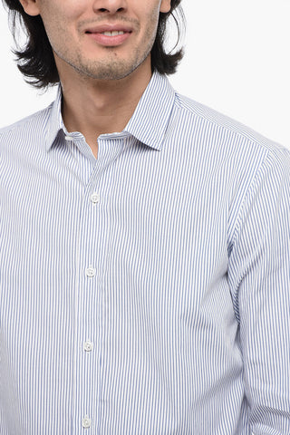 Pinstriped Cotton Shirt with Standard Collar