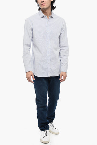 Pinstriped Cotton Shirt with Standard Collar