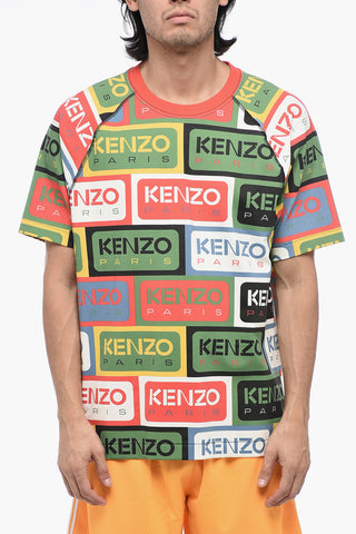 Crew Neck PARIS LABEL Stretch Fabric T-Shirt