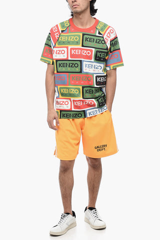 Crew Neck PARIS LABEL Stretch Fabric T-Shirt