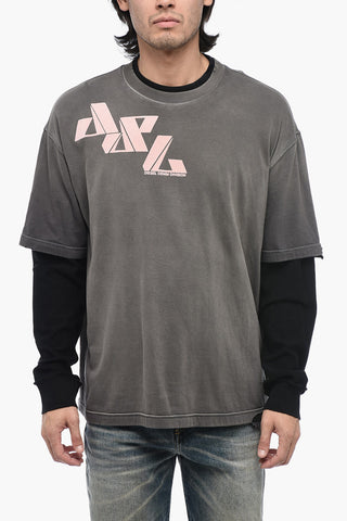 T-Shirt T-WASY A Doppio Stato con Effetto Distressed