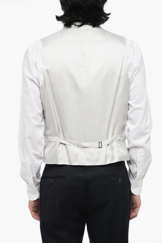 CC COLLECTION Satin Jacquard Single-Breasted Gilet