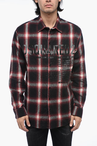 Flannel Shirt with Lettering Print