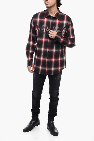 Flannel Shirt with Lettering Print