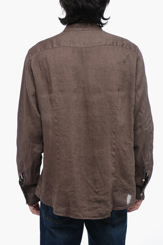 Mandarin Collar Pure Linen Shirt