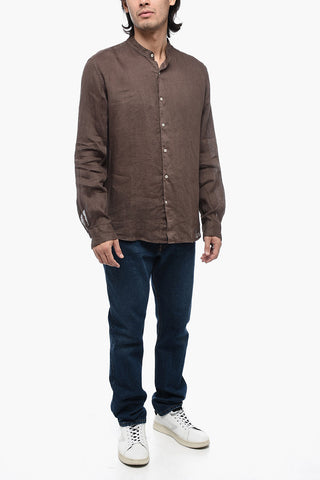 Mandarin Collar Pure Linen Shirt